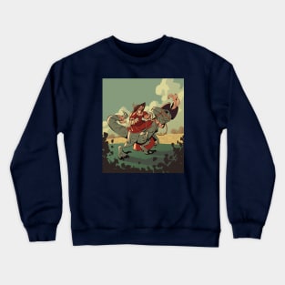 dino racer-velociraptor Crewneck Sweatshirt